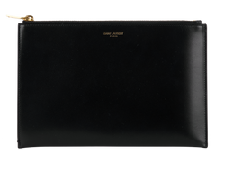 Saint Laurent Zip Pouch, Leather, Black, GBL375950.0116, DB, 3*